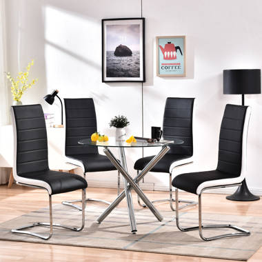 Table and outlet 4 leather chairs